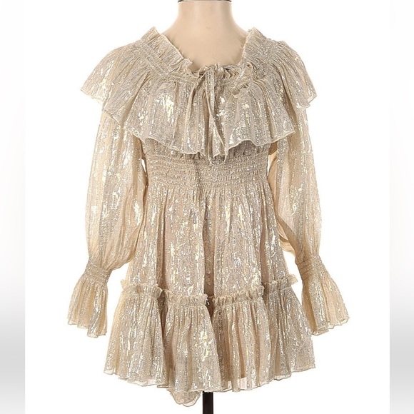 Alice McCall Metallic Ruffle Off the Shoulder Mini‎ Romper - Picture 2 of 9